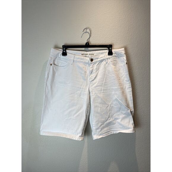 Michael Kors, White Denim Bermuda Shorts, Size 10 - Picture 1 of 7